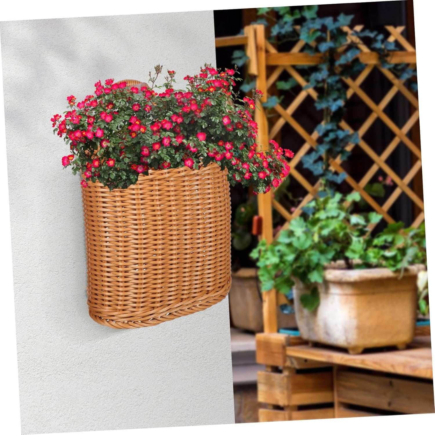 Zerodeko 3pcs Wall-mounted Plastic Woven Storage Basket for Organizing Fruits Vegetables and Sundries Rustic Hanging Container for Home and Practical Kitchen Use
