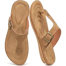 Flip Flops for Women 2026 Summer Comfortable Cushion Sandals Dressy Casual Slip On Flats with Adjustable Buckle for Vacation