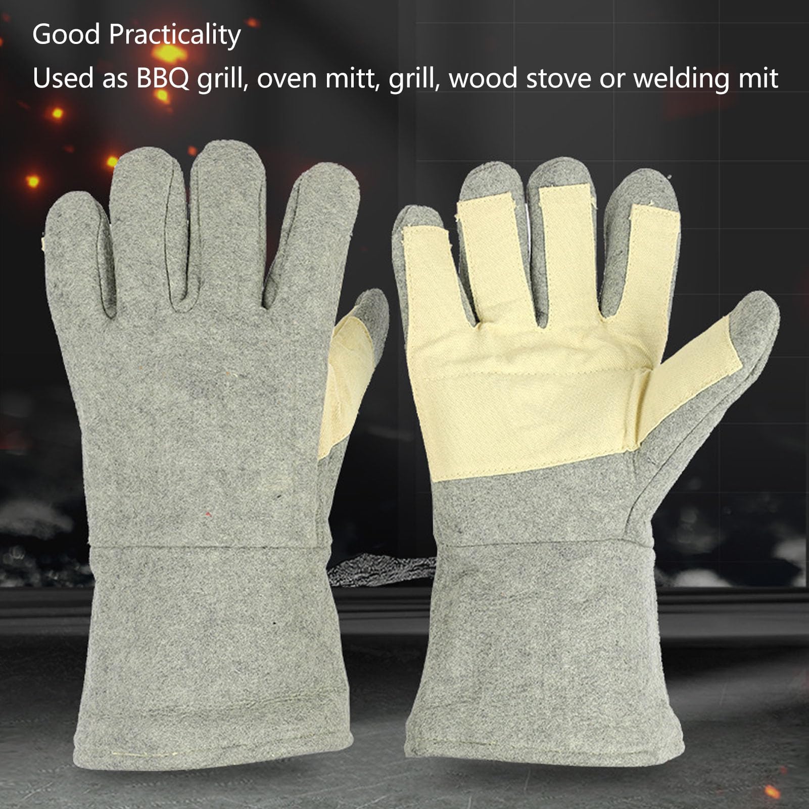 Guanti resistenti al calore di grado professionale 500 ℃ guanti lavoro durevoli resistenti al calore per la saltura del forno barbecue realizzato con un feltro intrecciato