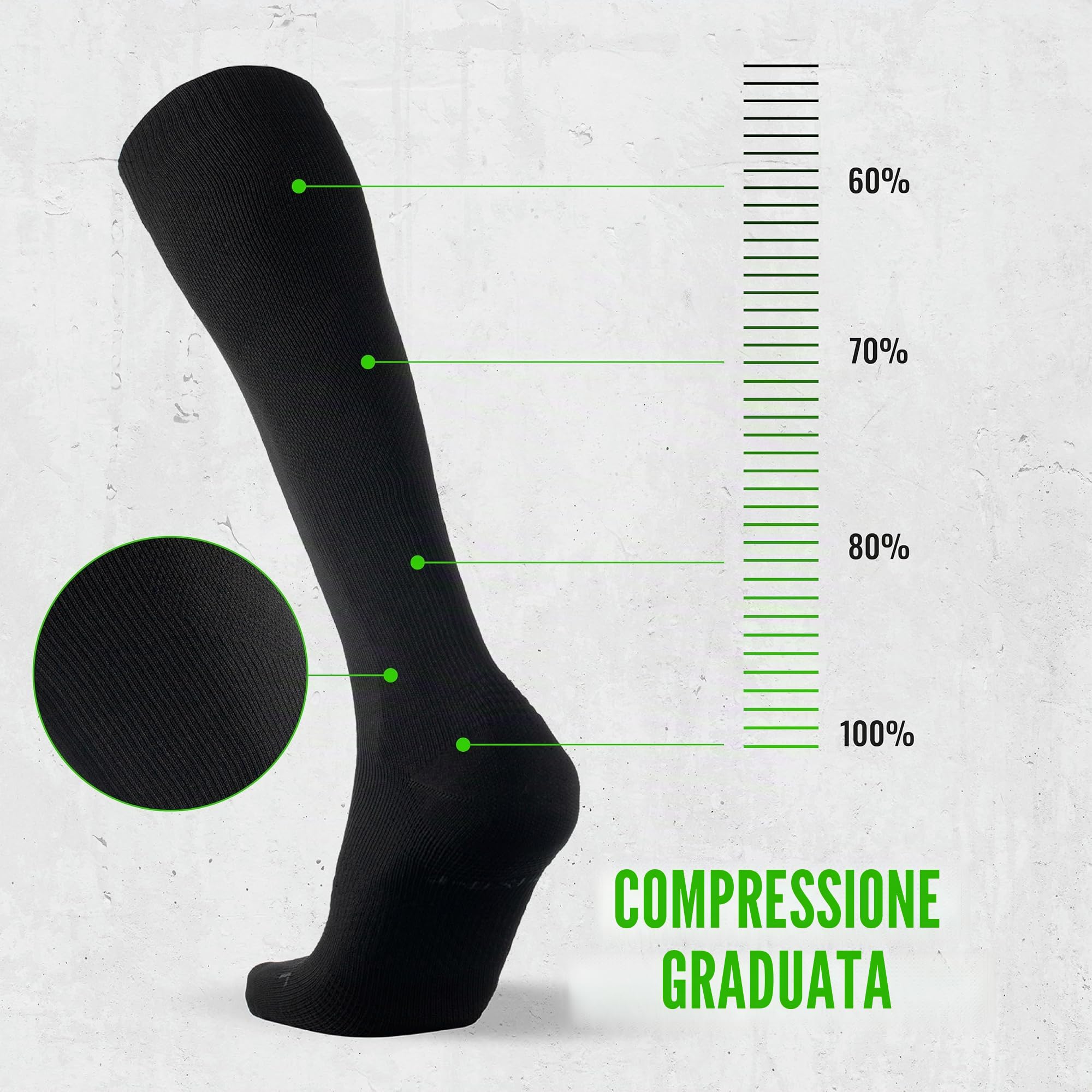 CFA V1 Calze Compressione Graduata Donna e Uomo | Calze Elastiche Sportive Per Circolazione, Vene Varicose, Gravidanza, Antitrombo, Ciclismo, Running | Made In EU FOR ATHLETES
