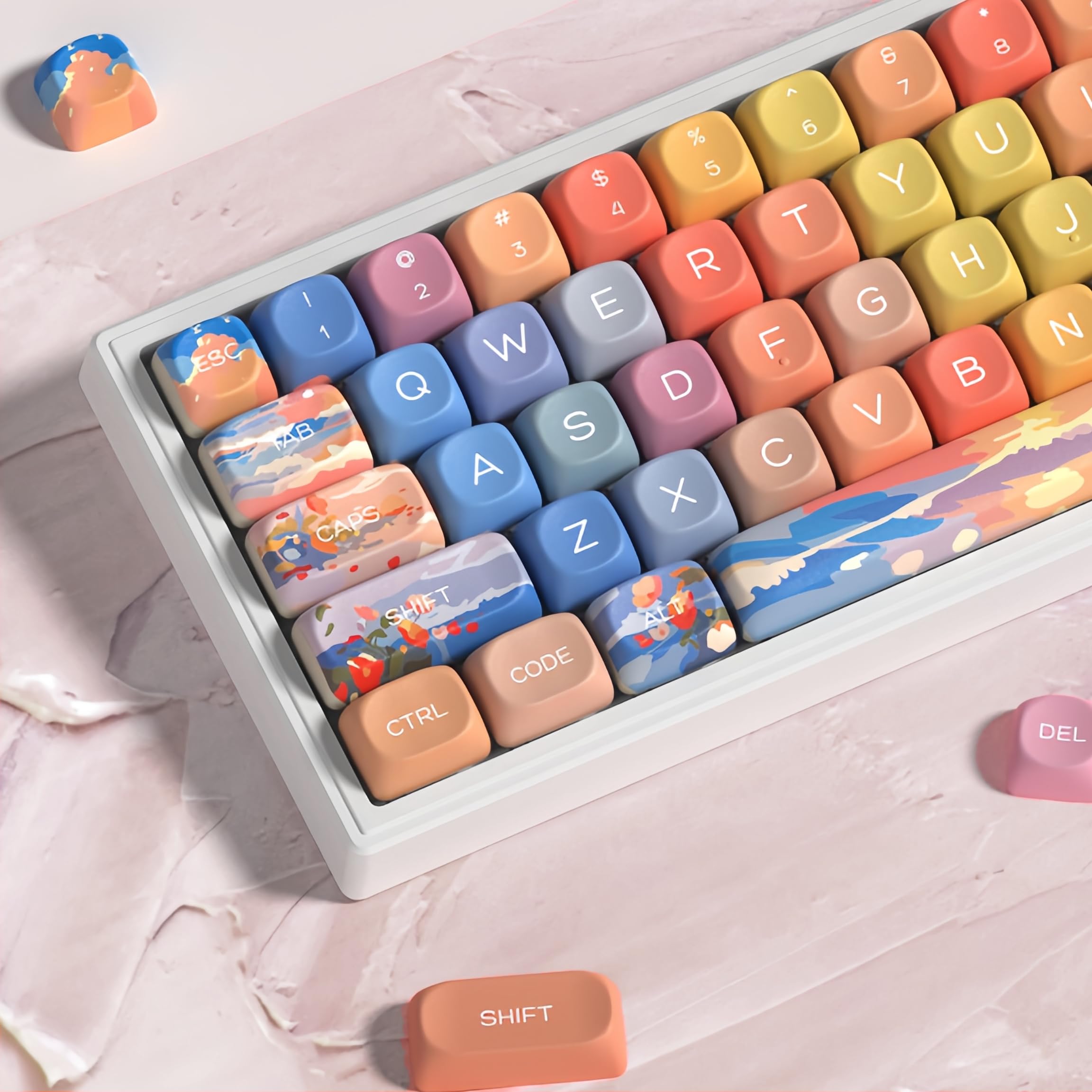 dagaladoo PBT Keyboard Keycaps, Colorful MOA Keycaps,Sunset