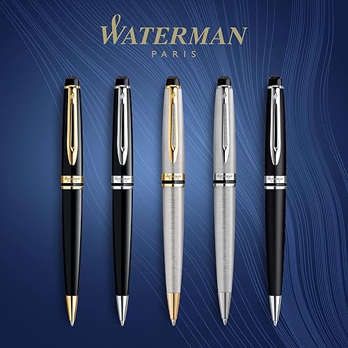 Vista 7 de Bolígrafo lacado negro Waterman Expert con oro, – Bolígrafo con tinta azul (s0951700), Azul Negro brillante con ribete dorado