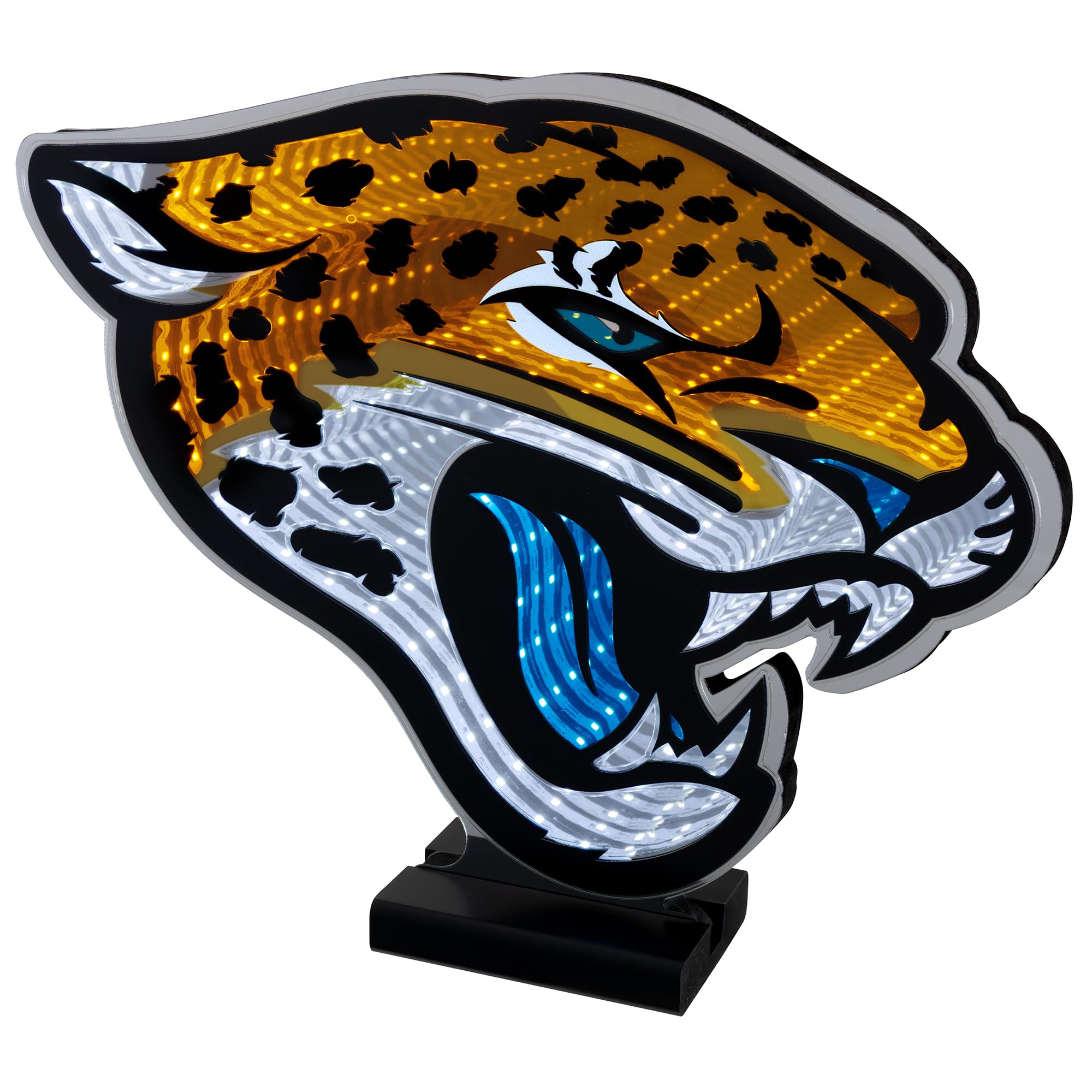 Sporticulture NFL Team Jacksonville Jaguars LED Infinity Logo Light - 3D Light Effect, Acrylic Display with UL Plug and Stand