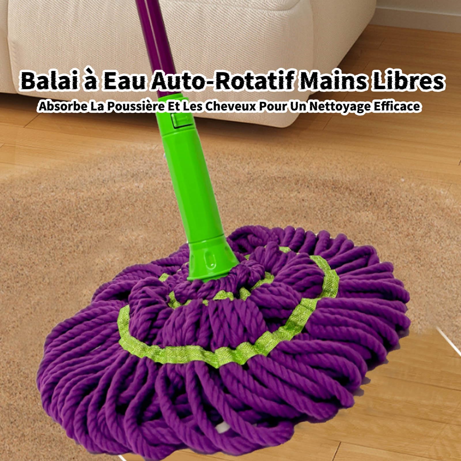 Balai Ultra Absorbante, Balai Essorage 360 Microfibre, Manche Télescopique (2 Tête)