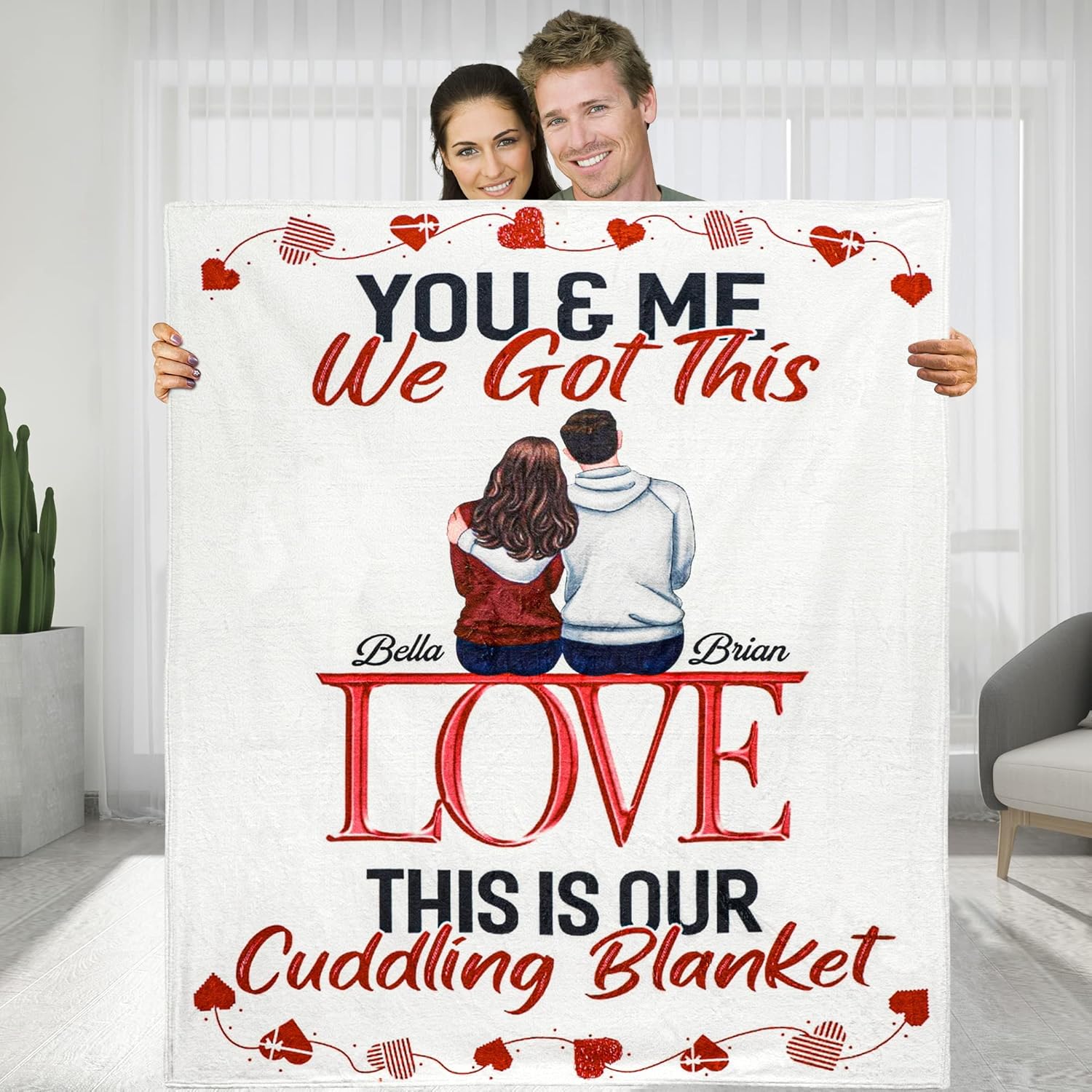 KERAOO Customized Throws Blankets for Her Him, Our Cuddling Blanket, Anniversary