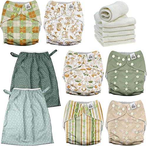 Mama Koala Pañales de tela para bebé 3.0 con paquete de 6 insertos, con 2 unidades de forro reutilizable para cubos