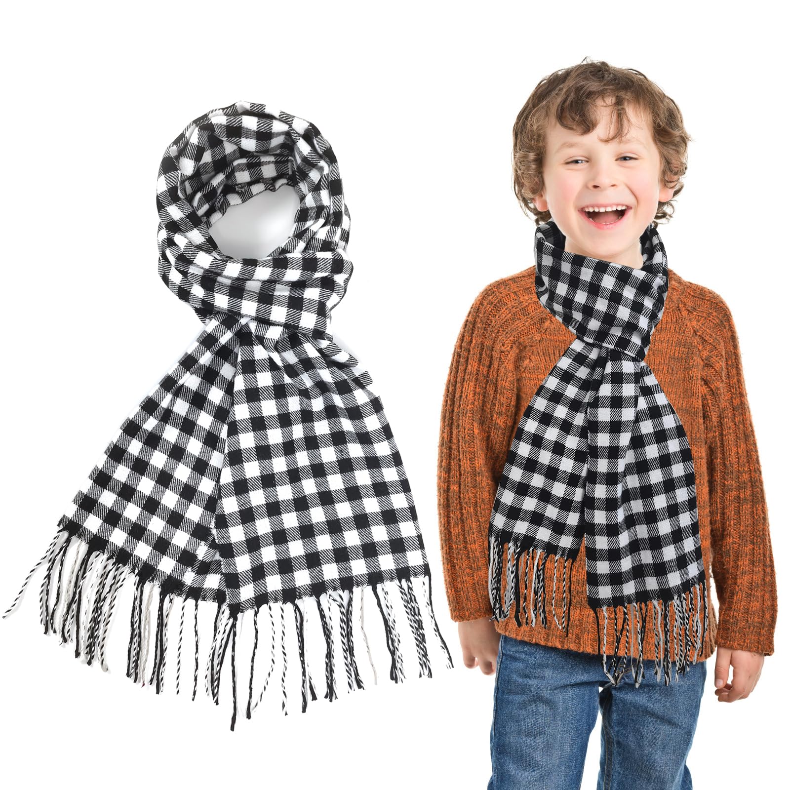 Echarpe Enfant Fille SwirlColor Écharpe Enfants Fille, Écharpe à Carreaux En Cachemire Doux Enveloppant Châle Hiver Longue Écharpe Fille Enfant Cou Chaud Tour De Cou Bebe Fille