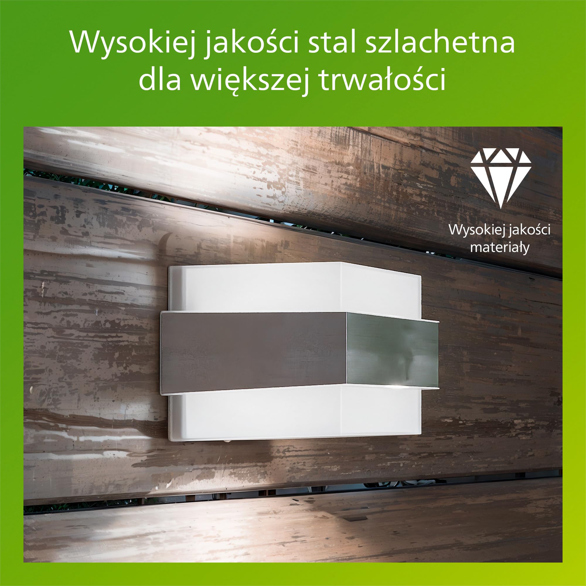 Philips Shovel Kinkiet Zewnętrzny, IP44, Odporny na Warunki Pogodowe, Pionowy Strumień Światła, Trwały, Stal Nierdzewna, Żarówka E27 Sprzedawana Osobno