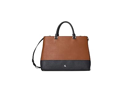 Lauren Ralph Lauren Striped Leather Large Hanna Satchel Satchel Women