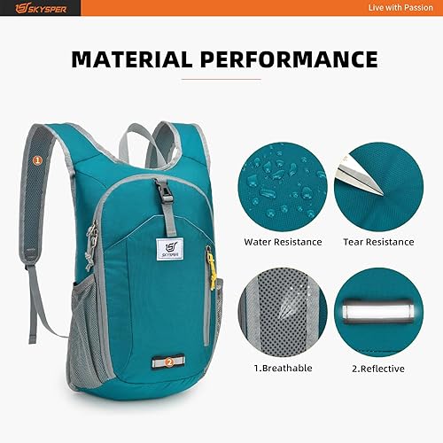 Miniatura 4 de SKYSPER Mochila de senderismo de 10 litros, mochila pequeña para senderismo, plegable, ligera, paquete de día de viaje para mujeres y hombres, Negro