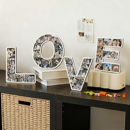 Miniatura 4 de Marco de fotos personalizado con letras  Marco de fotos personalizado para escritorio, regalo de fotos personalizable para bodas, cumpleaños,