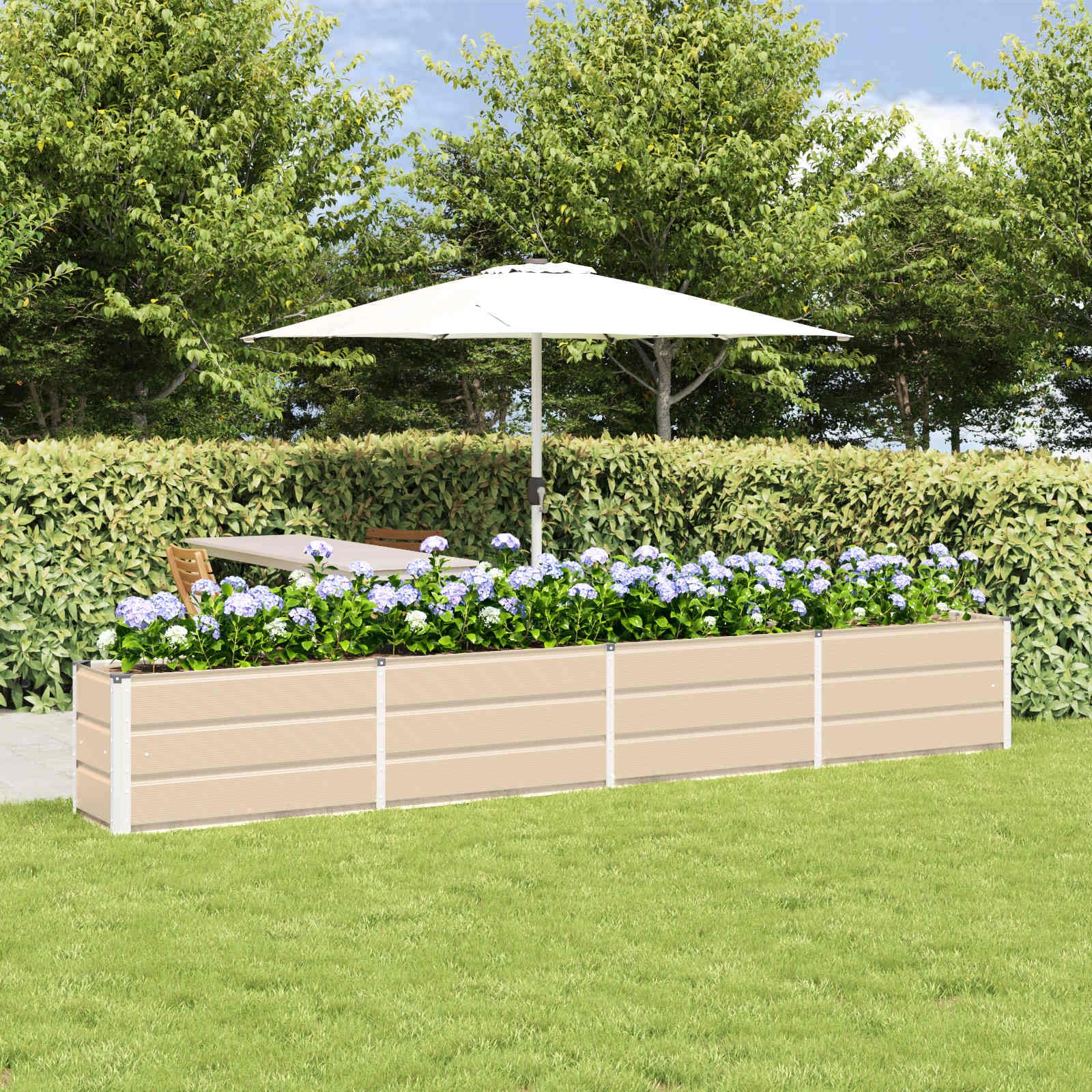 vidaXL Jardinière Ivoire 320 x 40 x 45 cm Acier, Décor de Jardin et terrasse, Pot Moderne, Support en Acier Robuste, pour Plantes d'intérieur et extérieur