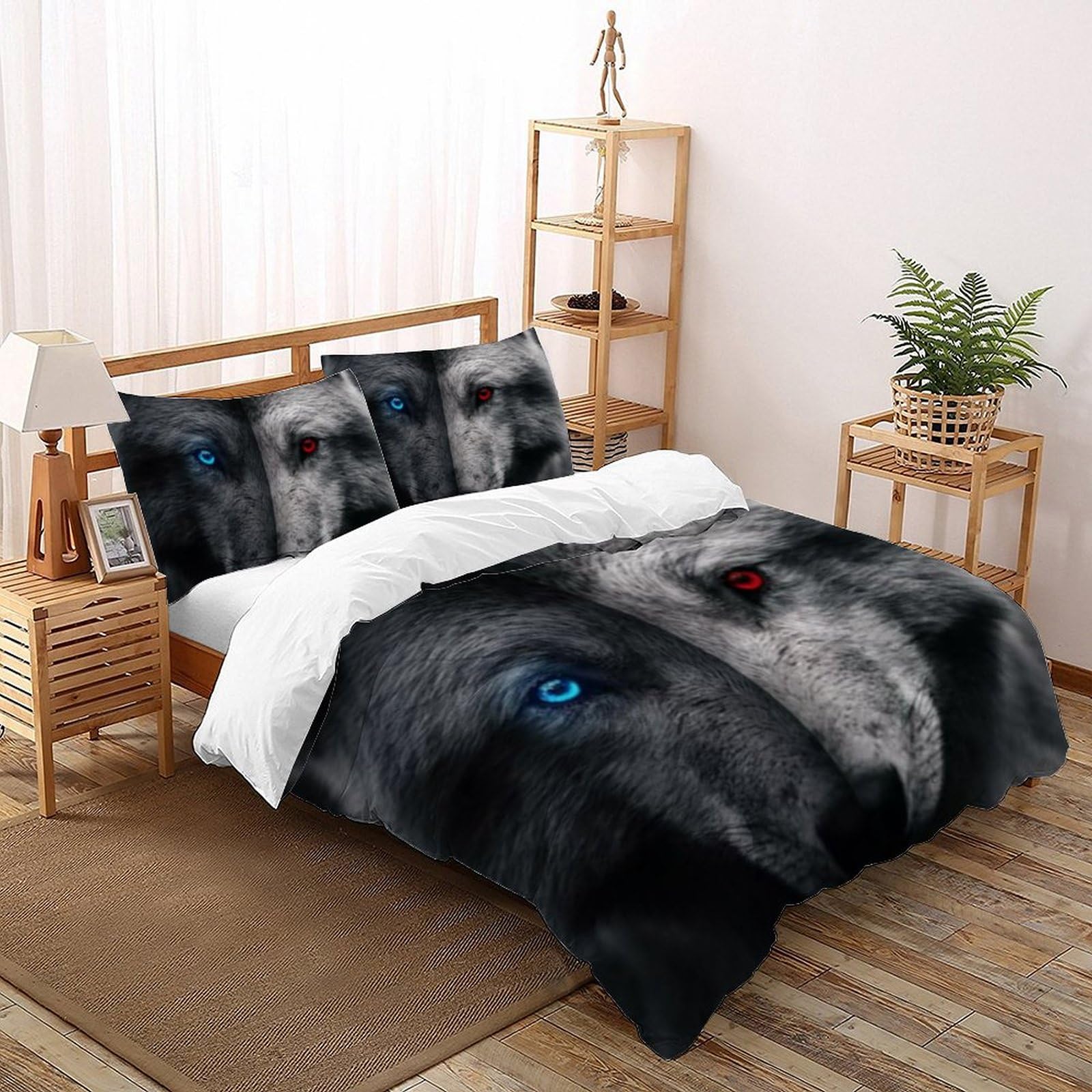 Housse de couette loup 3D microfibre de qualité supérieure lit super king 260x220