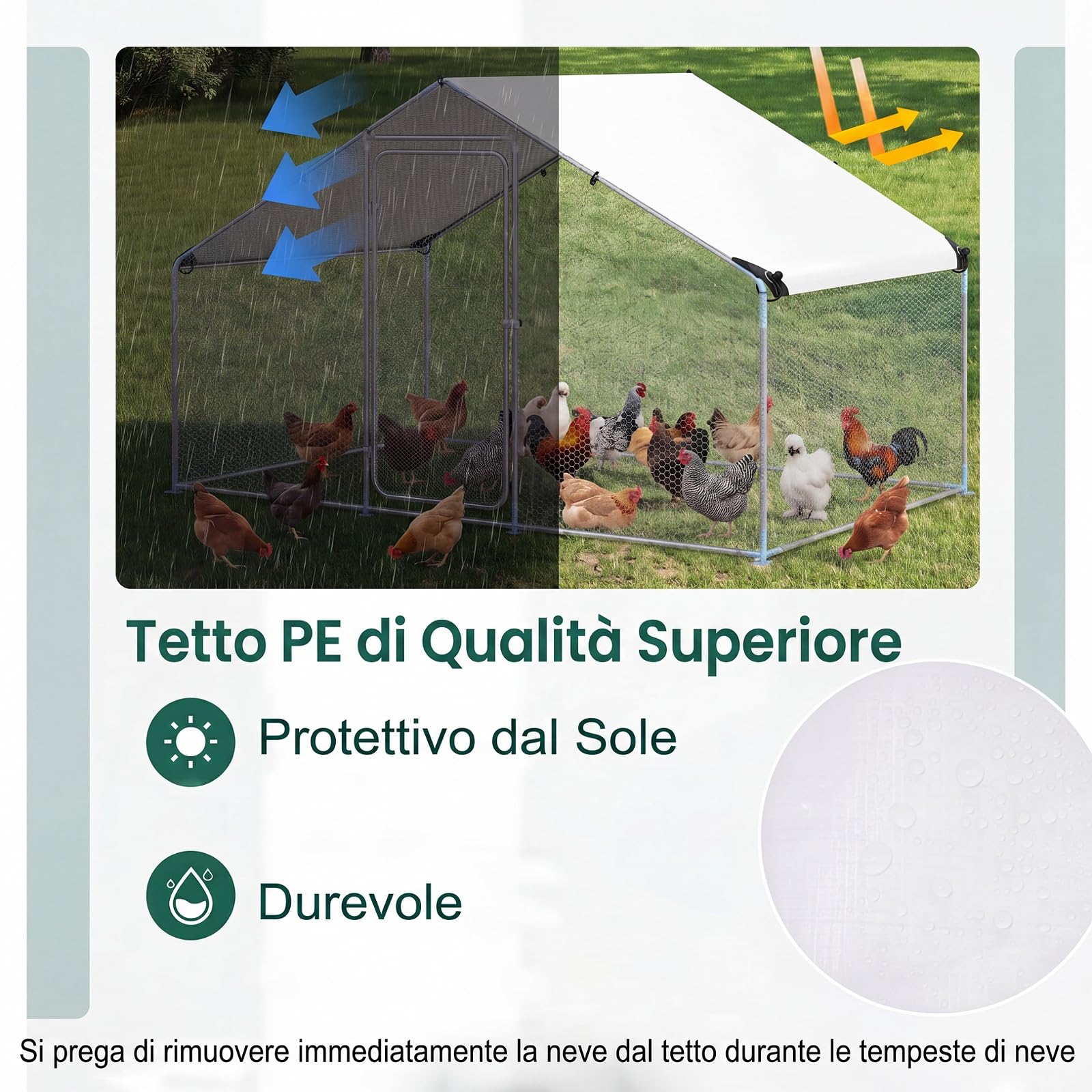 GYMAX Pollaio per Galline da Esterno, Recinto in Acciaio