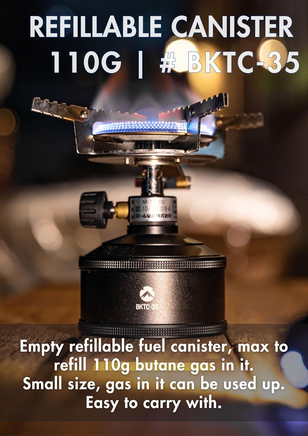 CAMPINGMOON Replacement Empty Gas Fuel Cylinder 110g Standard for Backpacking Camping Stove EN417 Lindal Valve Black BKTC-35