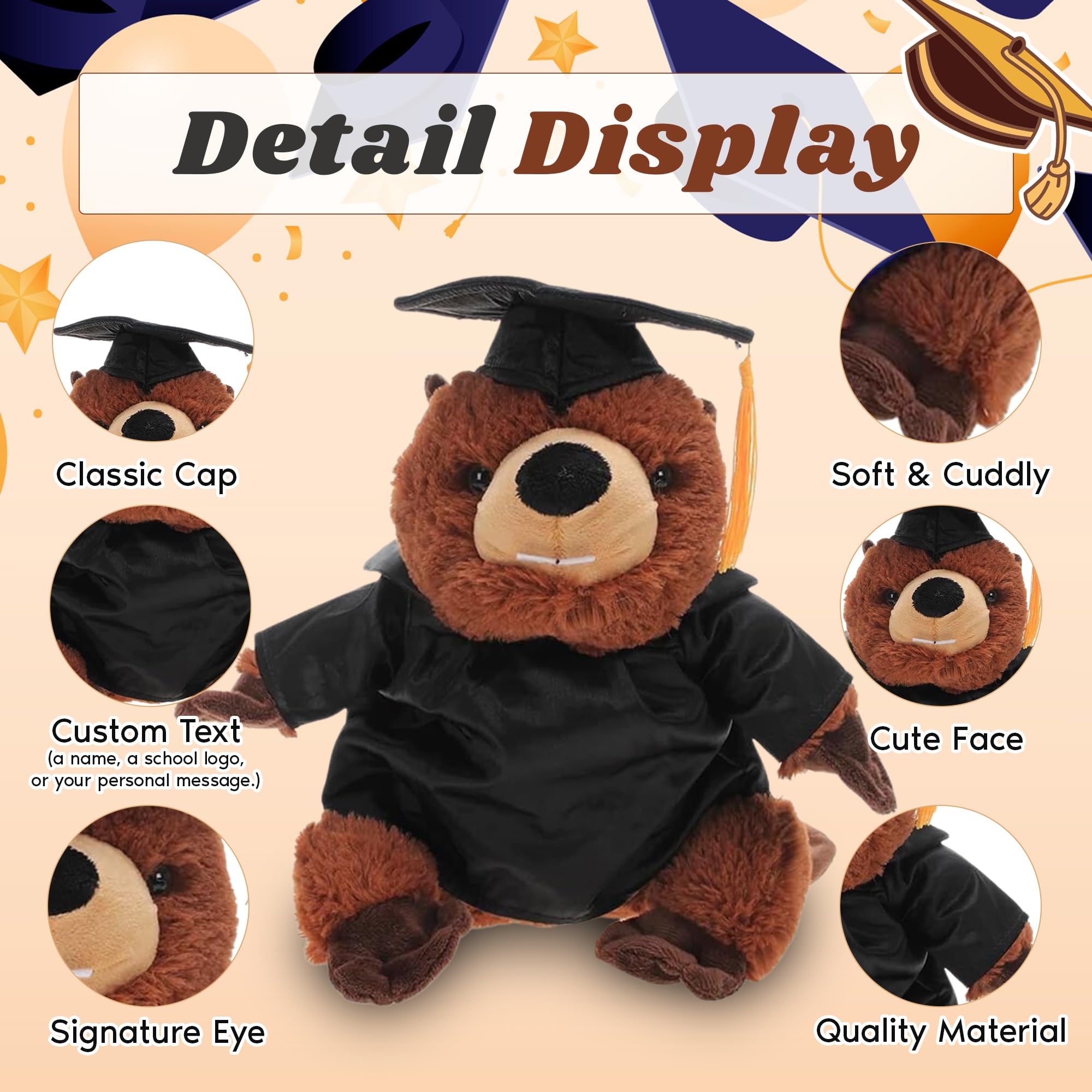 Made By Aliens Personalized Tiedye Bear With Graduation Cap & Gown - Plush Stuffed
