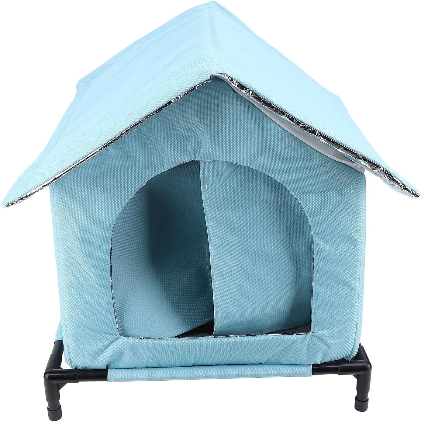 Asixxsix Cat House, Outdoor Cat Shelter, Elevated Weatherproof Cat Houses, Universal Enclosed Tent Insulated Shelter for Stray Cats (Blue)