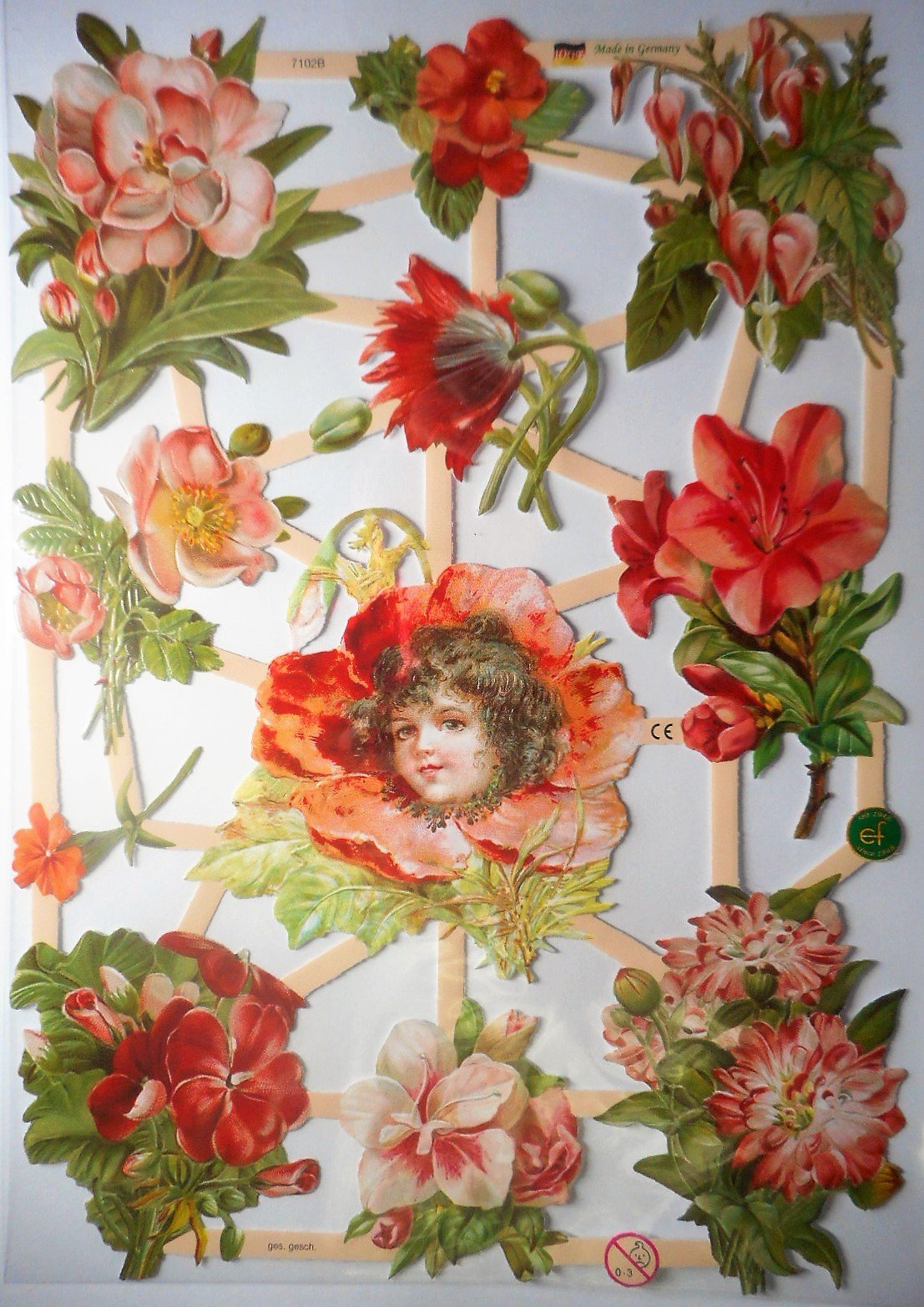 EF Glanzbilder „Engel Blume Strauss“ – Poesiebilder Ca. 24x15 Cm Für Scrapbooking & Deko