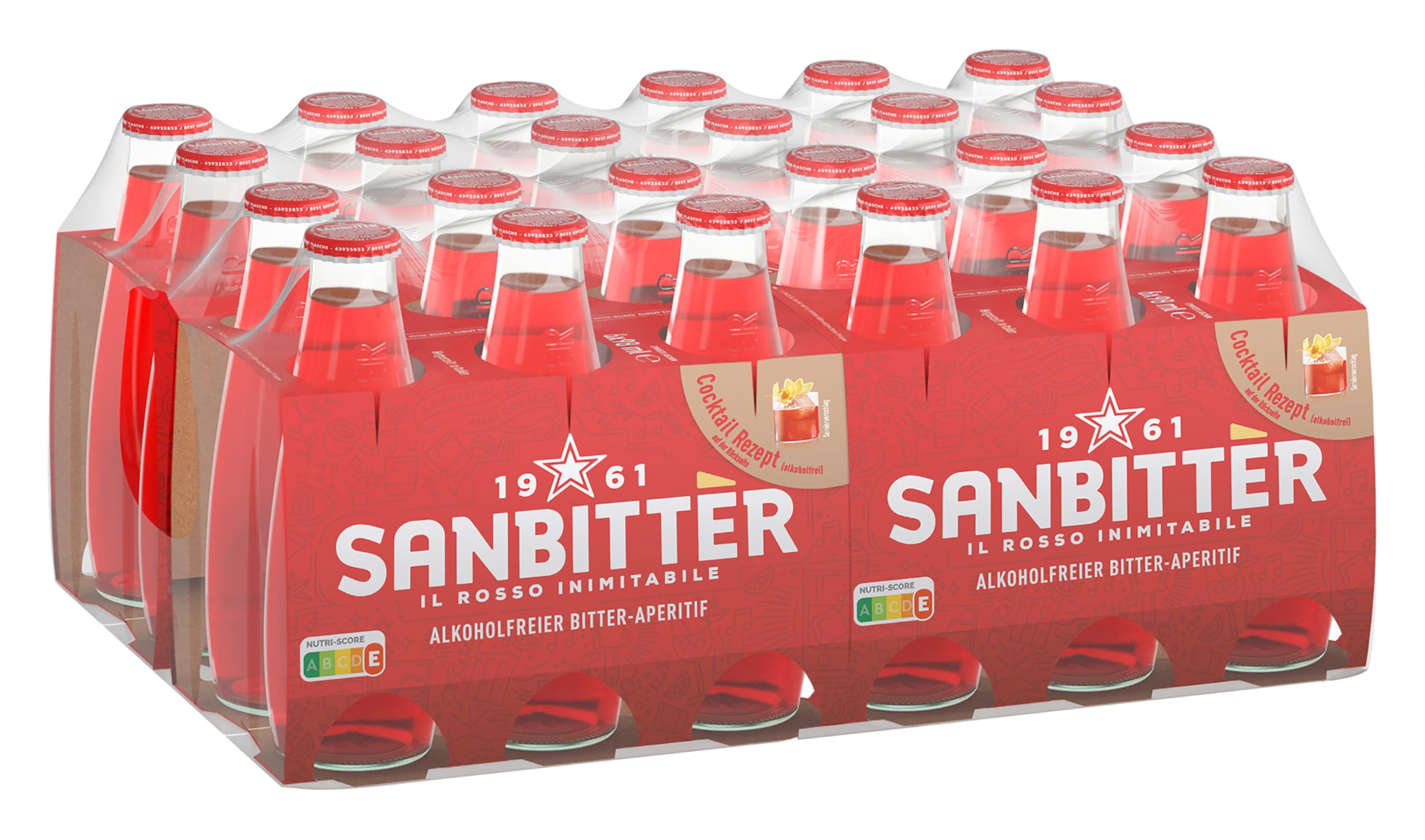 Sanbittèr | Alkoholfreier Aperitif aus Italien | Bittersüß-herbes Aroma | Aus Zitrusfrüchten und feinen Alpenkräutern | Für Mixgetränke | Von der Kultmarke San Pellegrino | 24er Pack (24 x 98ml)