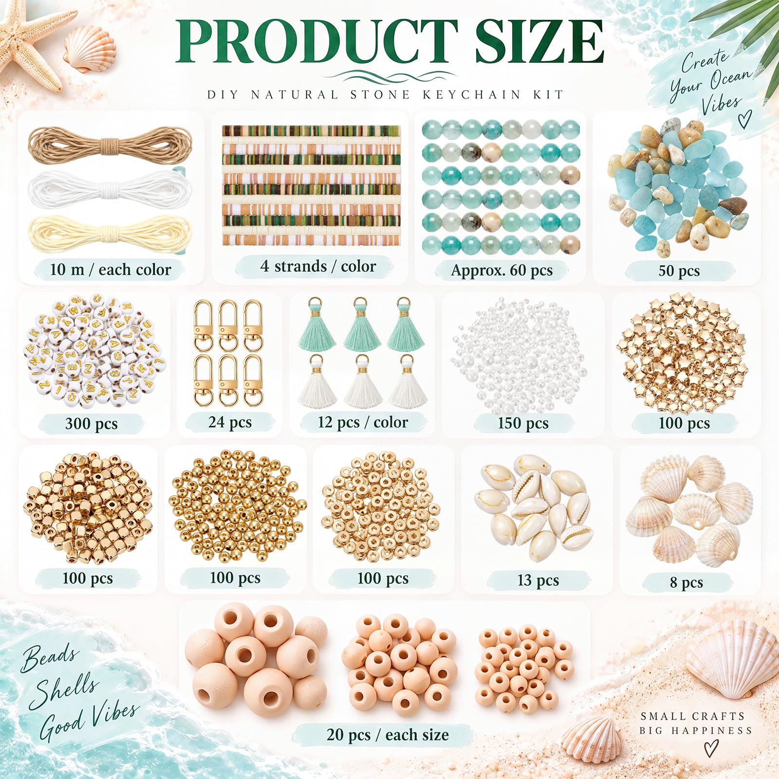 Fumete Kit de 5052 perles naturelles pour la fabrication de bijoux
