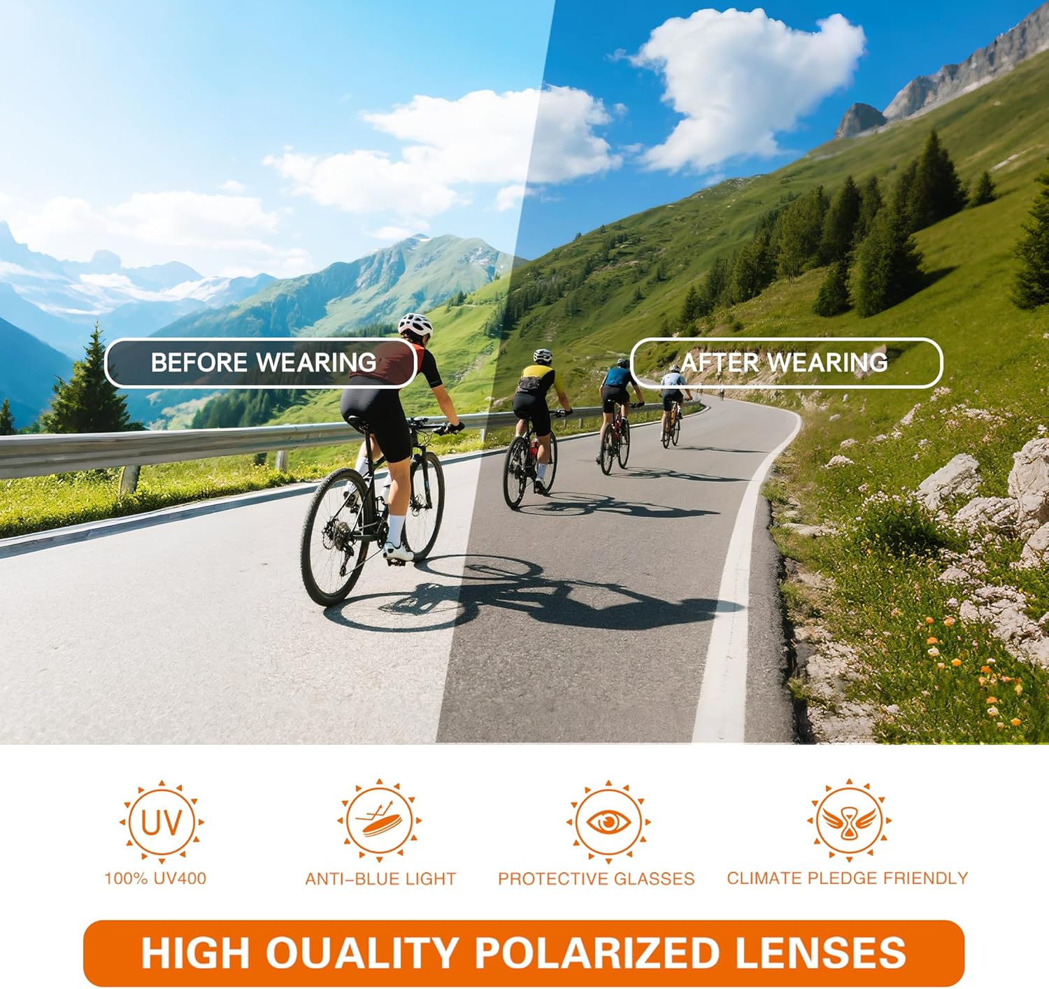 suoso Polarized Sports Sunglasses for Men: UV400 Protection Wrap Around Women Sun Glasses for Fishing Golf Running - Image 4