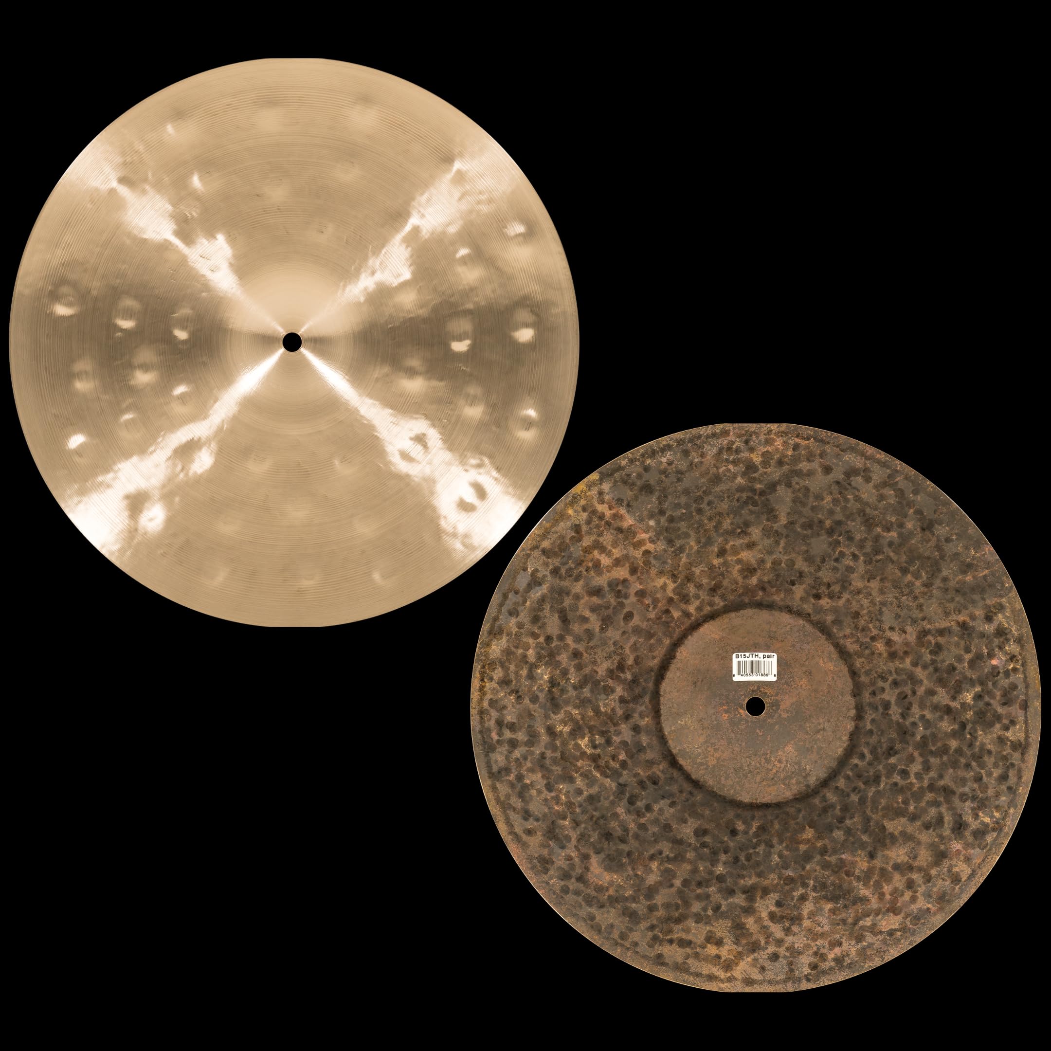 Meinl Cymbals Byzance Jazz Cymbale Hihat / Charleston Thin 15 pouces (38,10cm) pour Batterie – Bronze B20, Finition Traditionnelle (B15JTH)