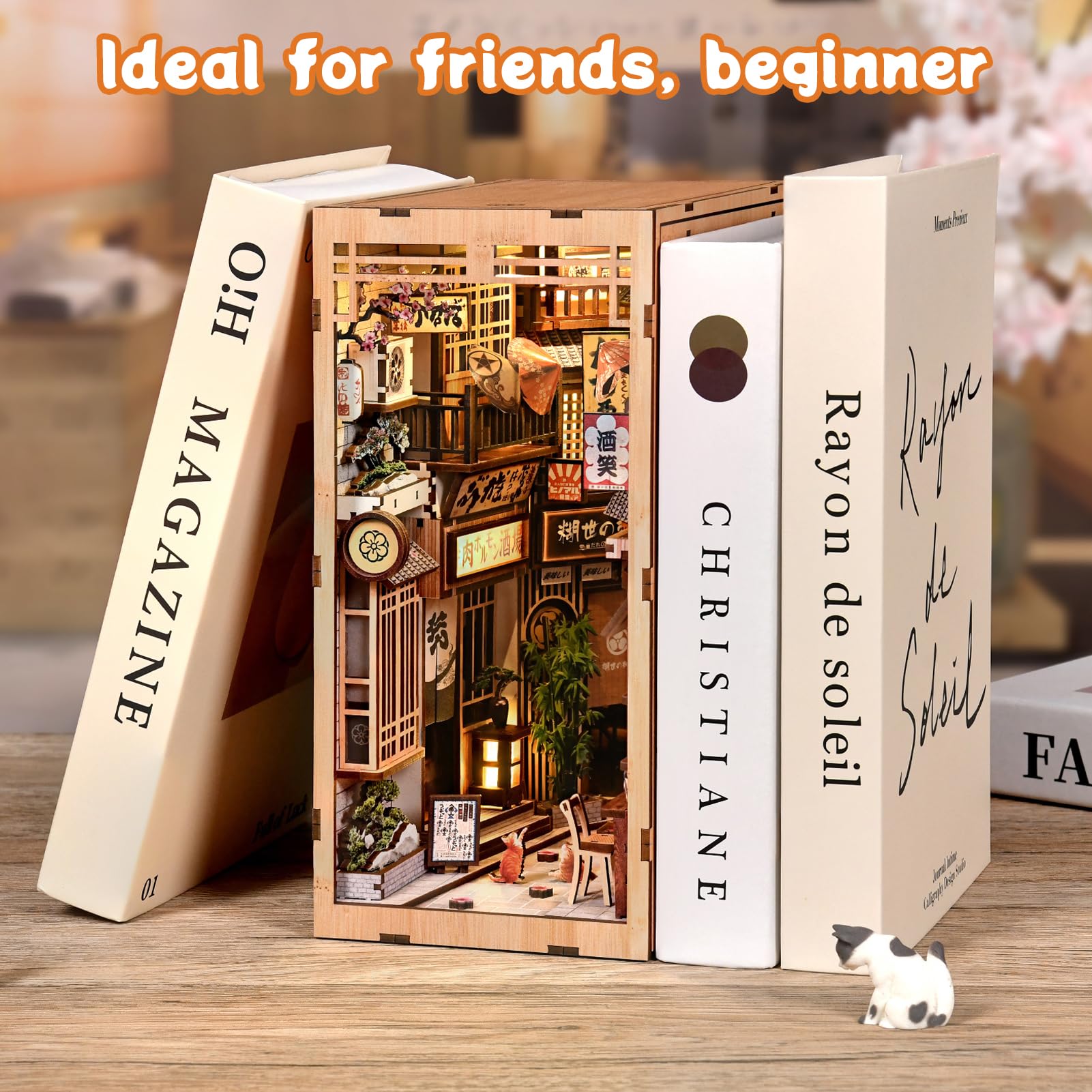 Book Nook Kit - Puzzle de madera 3D DIY para adultos, adolescentes y principiantes, miniatura para decoración de estanterías, regalo para familia, amigos y amantes de los libros