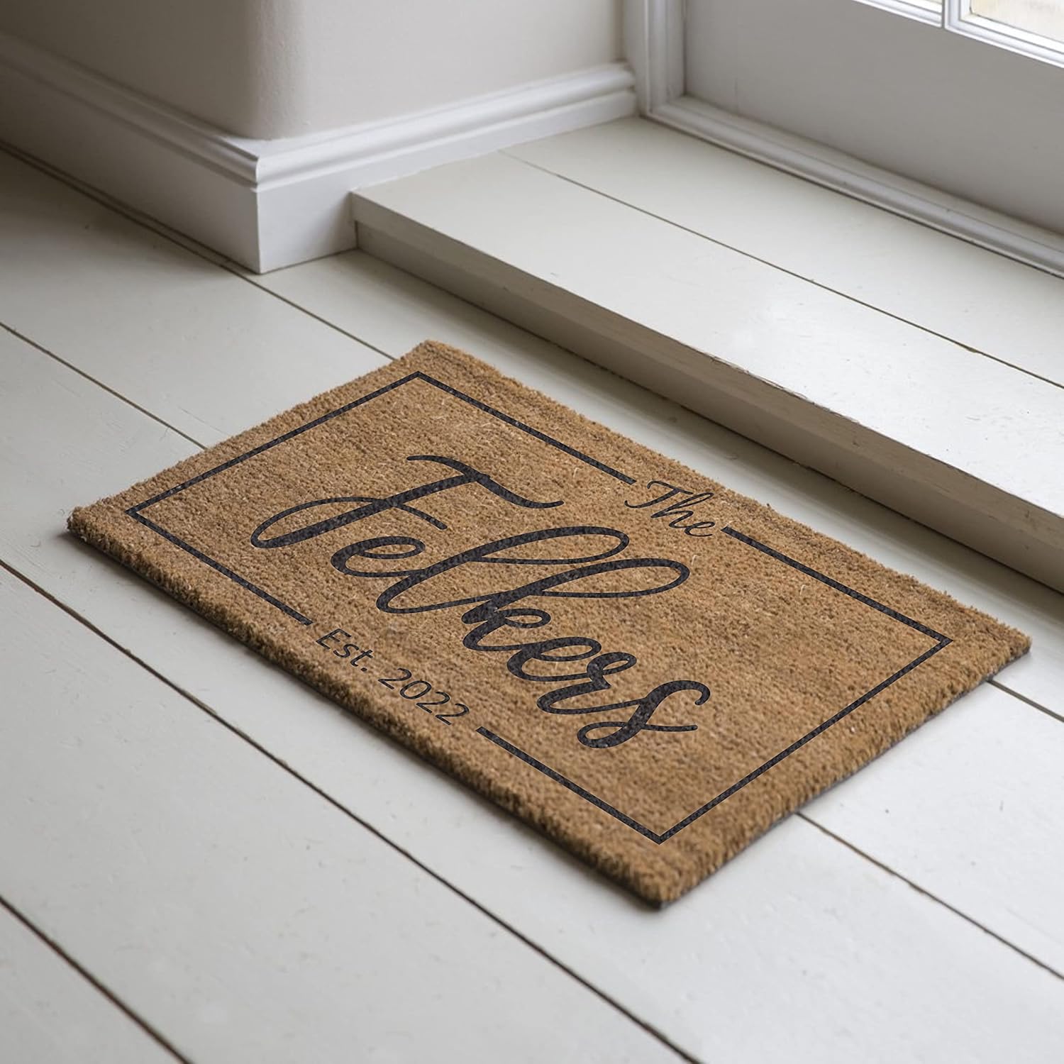 MRC Wood Products Personalized Last Name Coir Coconut Husk Doormat Door Mat 18x30 or 24x36 (18"x 30")