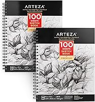 Arteza Sketchbook 2-Pack 9x12" 200 Acid-Free Sheets Spiral Bound 68lb Drawing Pad for Artists Teens Adults