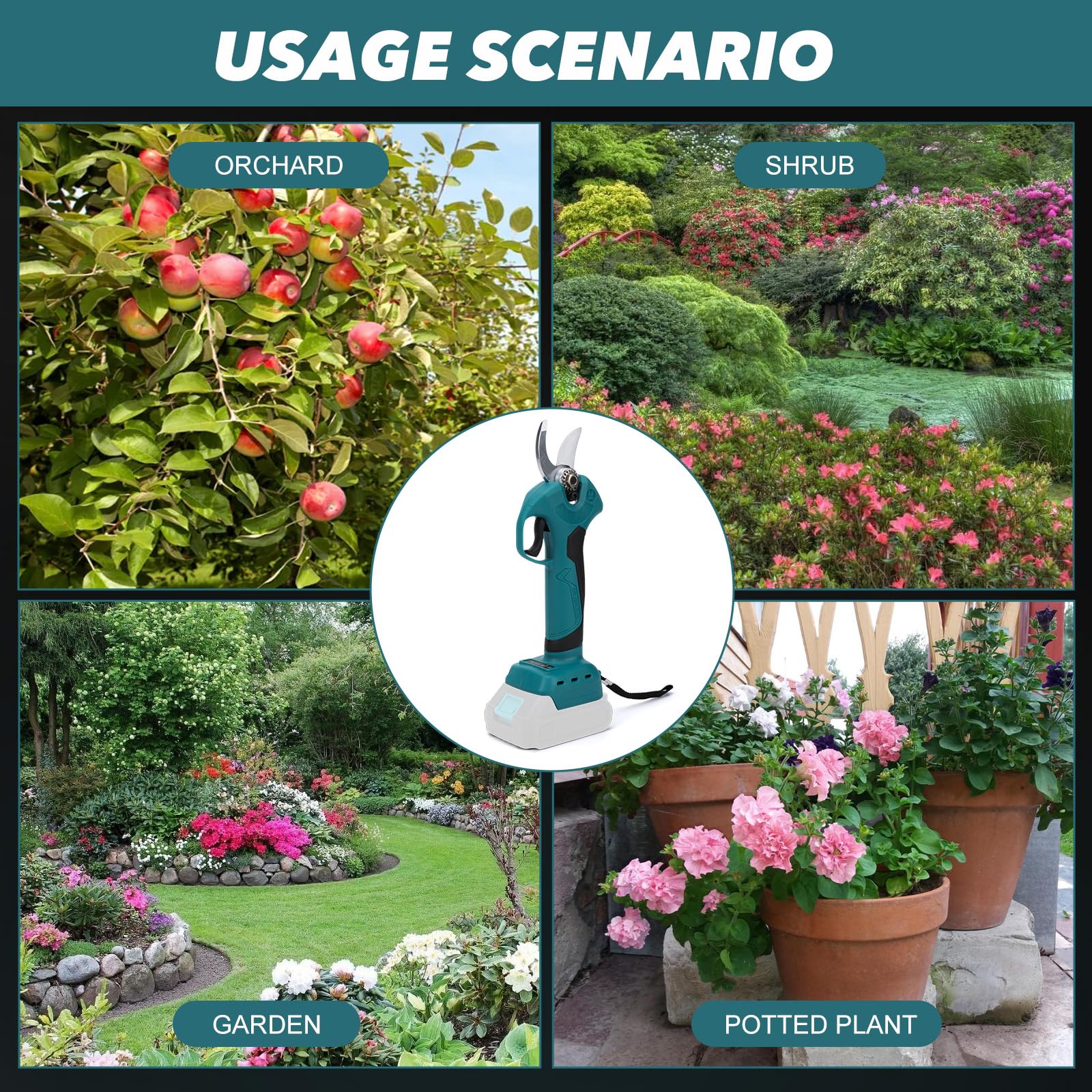 Akku Astschere Kompatibel mit Makita 18V, Max 45mm Schneiddurchmesser, 1500 W Bürstenloser Motor, SK5 Klingen, Elektrische Gartenschere für Garten und Baum Beschneide (Ohne Akku)