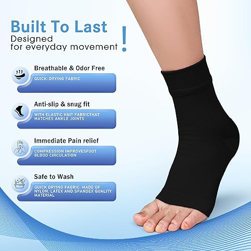 Miniatura 9 de ACTINPUT Paquete de 2 tobilleras de compresión de 8-15 mmHg, puntera abierta, calcetines de compresión para mujeres y hombres, para hinchazón,