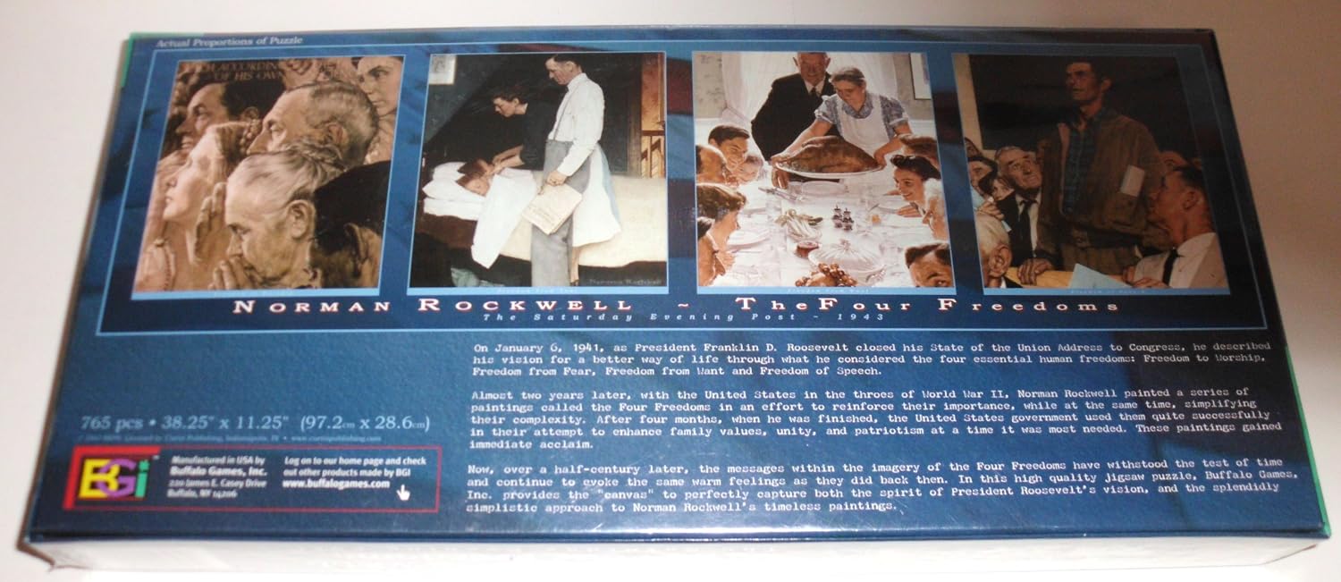 Norman Rockwell The Four Freedoms 750pc Panoramic Puzzle The Saturday Evening Post-1943