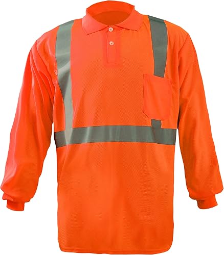 OccuNomix LUX-LSPP2B-OXL Long Sleeve Wicking Birdseye Polo T-Shirt with Pocket, 