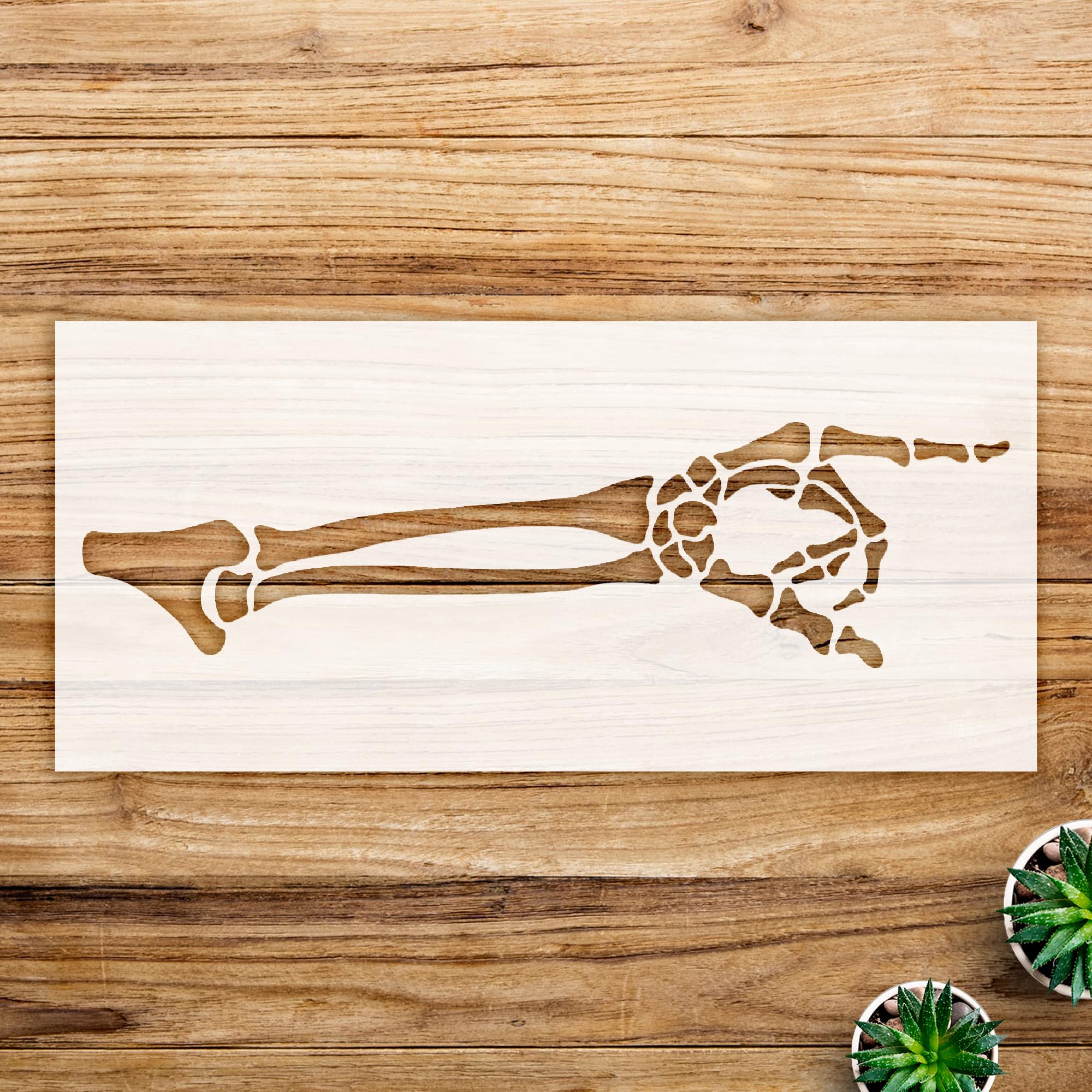 Skeleton Pointing Hand arm Stencil for Walls and Crafts, Reusable Mylar Template, Ideal for Halloween Home Decor and DIY Projects - Size A3 (16.5