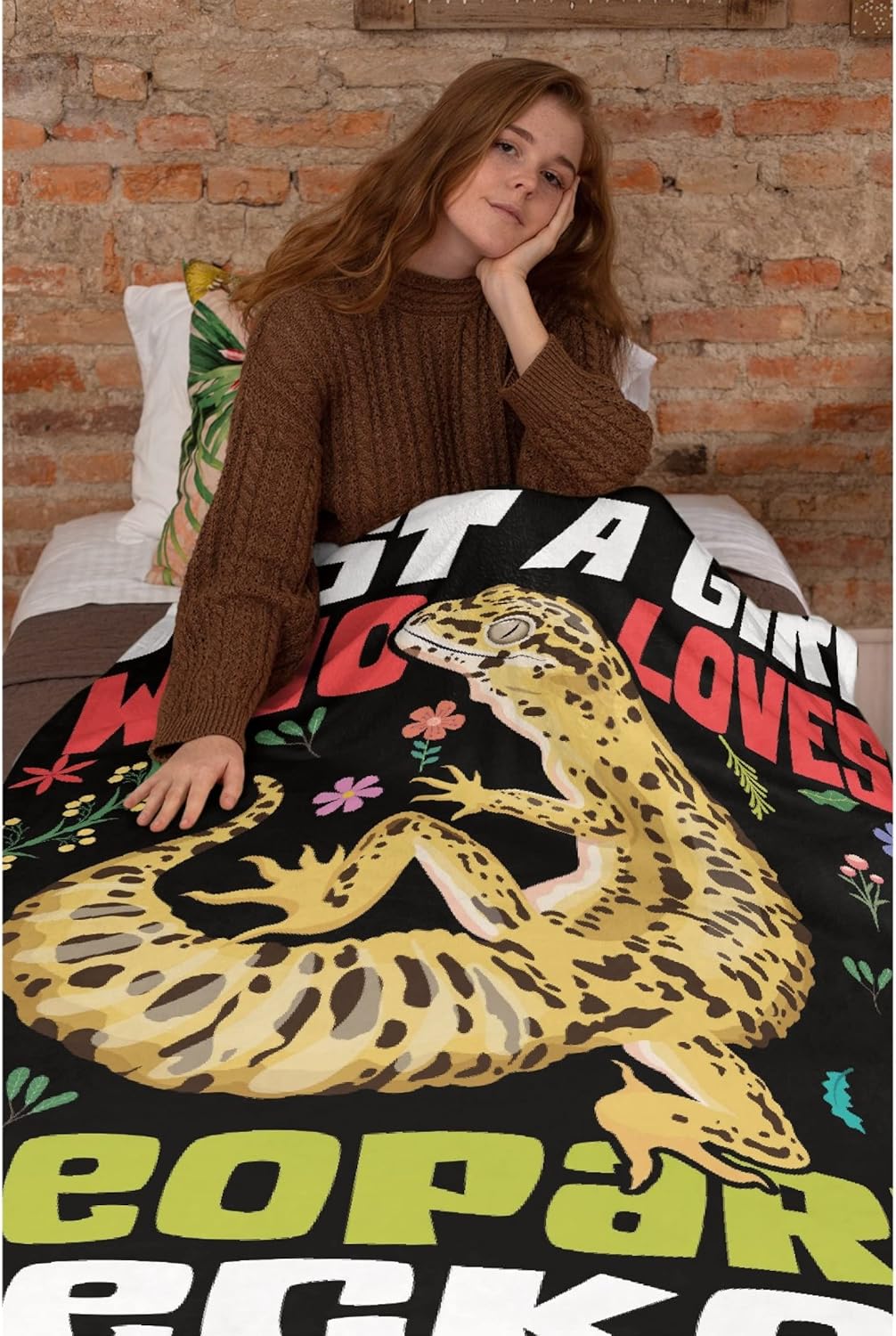 Leopard Gecko Blanket,Funny Gecko Gifts,Just A Girl Who Loves Leopard Gecko Flannel Throw Blanket,Super Soft Cozy Blanket,Fuzzy Warm Cozy Bedding Blankets for Couch Bed,40"x50"-Throw Size for Kids - Image 3