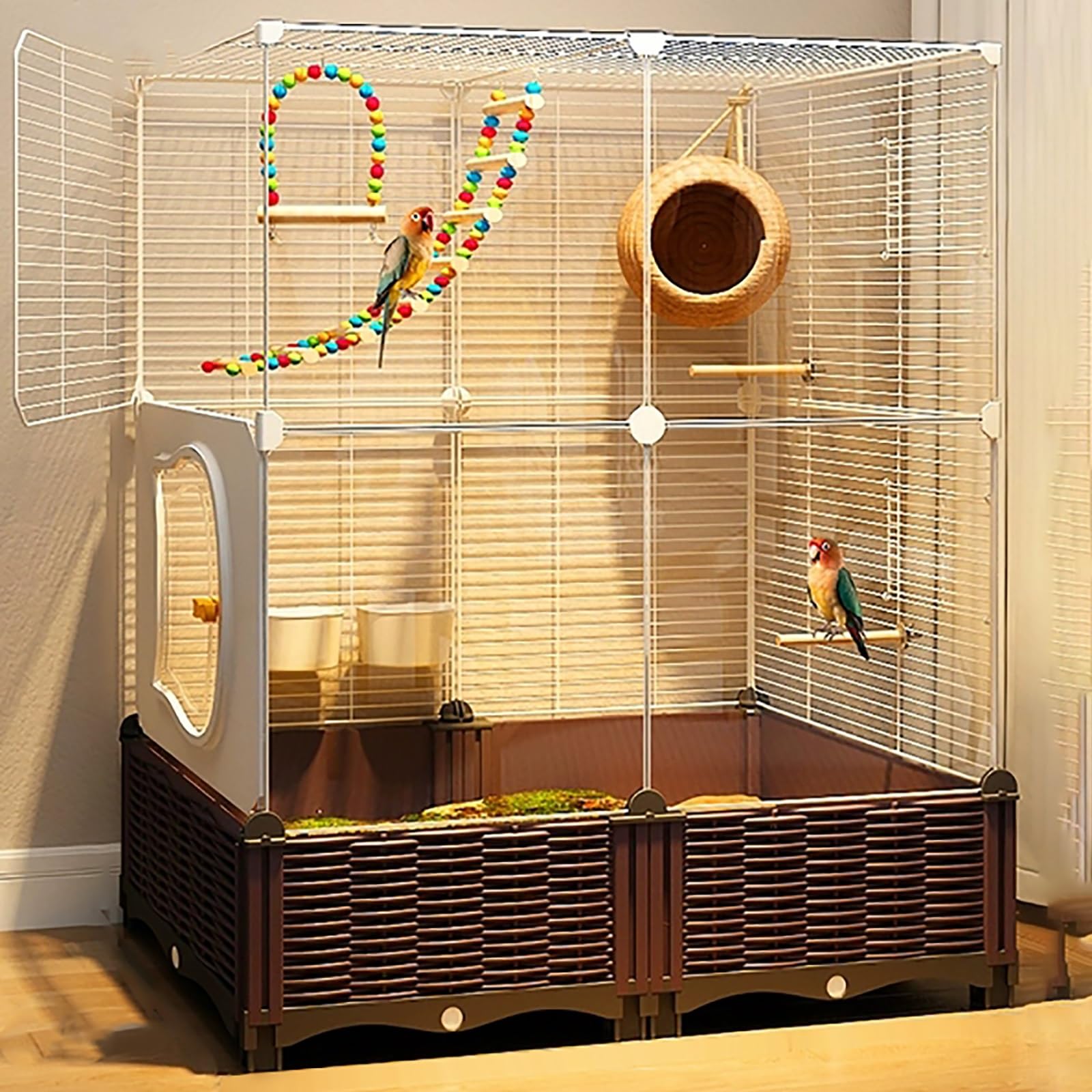 Cage Perroquet en Fil de Fer, Cages a Oiseaux, Voliere Exterieur S/L avec Plateau, pour Perruches, Canaris, Calopsittes, Inséparables, Conures(Small)