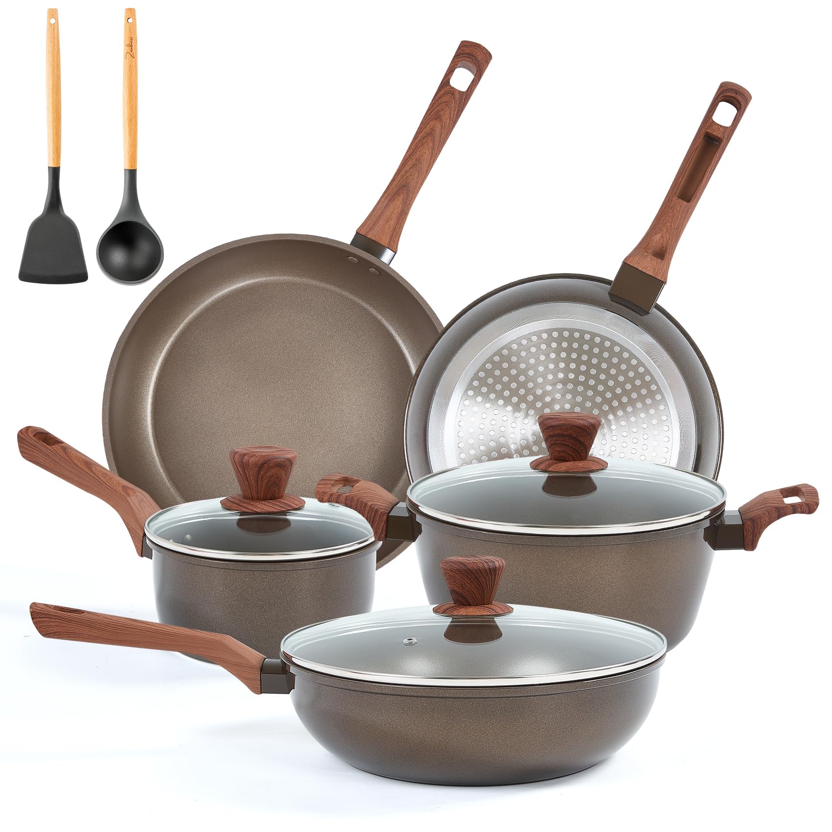 RATWIA 10 Pcs Pots and Pans Set Non Stick
