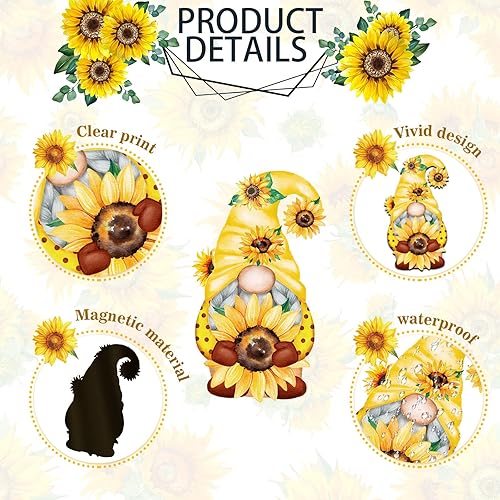 Miniatura 3 de 27 imanes de gnomo de girasol para refrigerador, imanes de puerta de crucero, calcomanías magnéticas amarillas, calcomanías magnéticas amarillas,