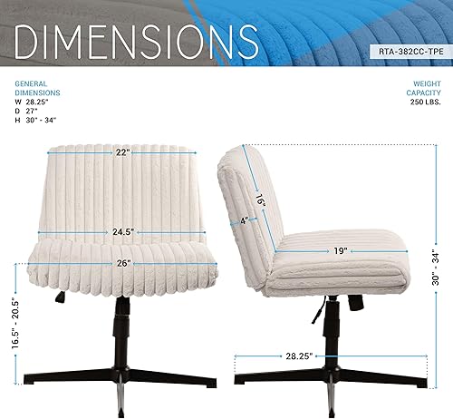 Miniatura 3 de Silla cruzada sin brazos, silla de escritorio de oficina extra ancha sin ruedas, asiento acolchado extra grande de 26 pulgadas para sentarse con