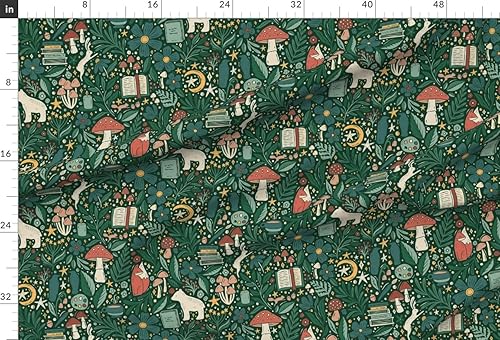 Miniatura 4 de Spoonflower Tela  Caprichosa biblioteca del bosque leyendo novelas educativas de hongos de luna impresos en tapicería tela de terciopelo por The