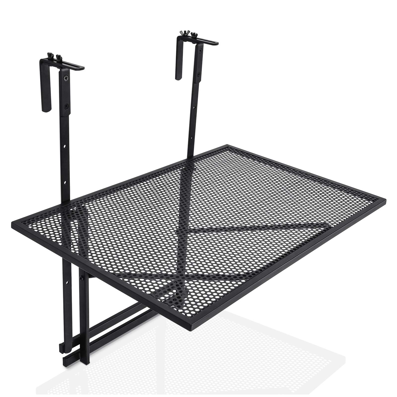 COSTWAY Składany stół balkonowy, wiszący, 5-stopniowa regulacja wysokości, z metalu, prostokątny, nośność 20 kg, 60,5 x 40,5 cm
