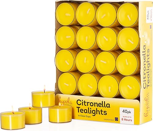 Tealight Velas de citronela para exteriores, 8 horas de tiempo de combustión, vela de citronela repelente de mosquitos e insectos para interiores y