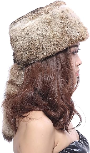 BeFur Fur Hat with Tail, Russian Hat, Womens, Mens, Fur Ears, Cold Protection, Autumn/Winter, Unisex