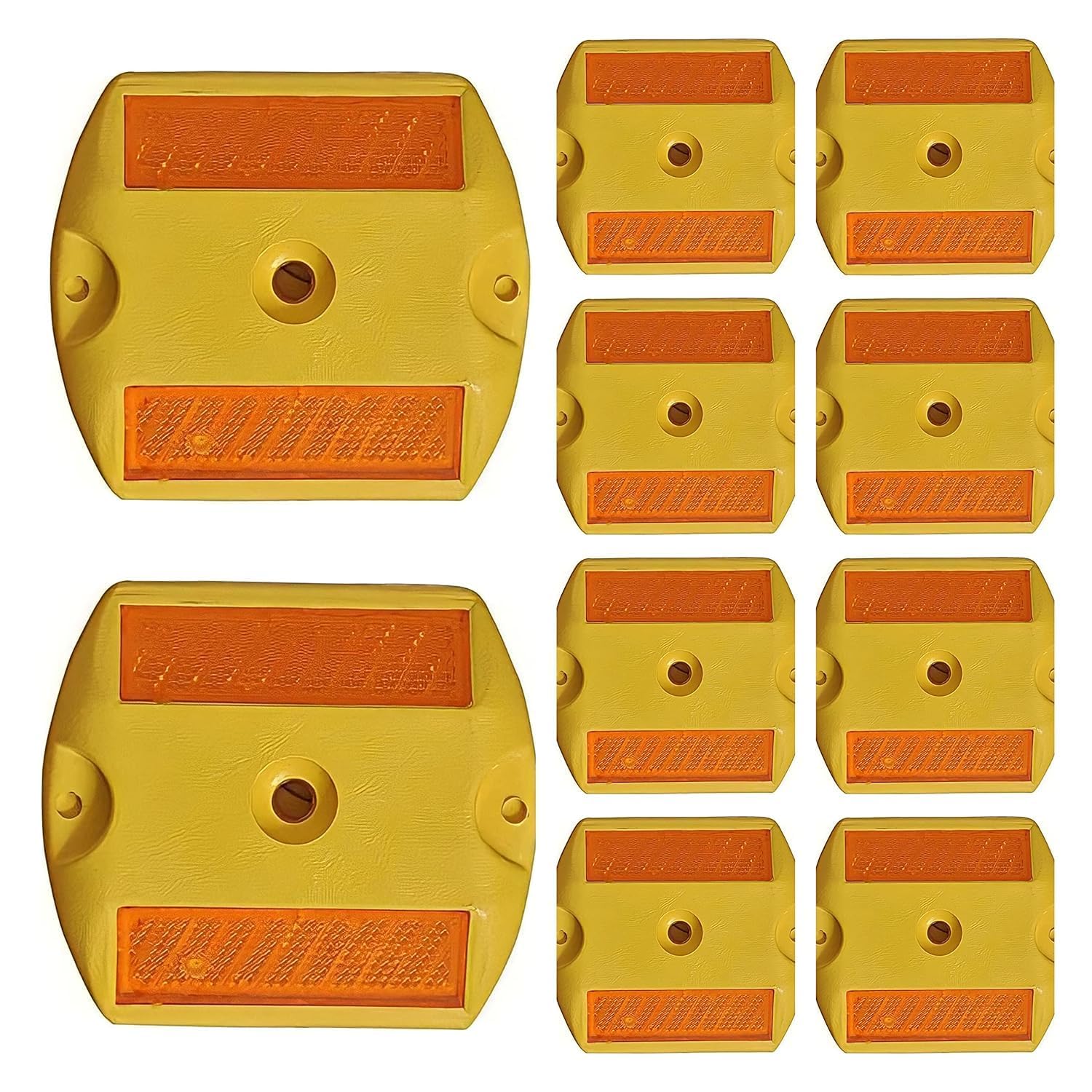 Yellow Road Studs/Reflectors (10cm x 9cm) for Enhanced Road Safety - Ideal for Speed Bumps, Sidewalks, Pedestrian Crossings, Freeways & Driveways (Pack of 10) (B0CVRPSMQ7) Amazon Price History, Amazon Price Tracker