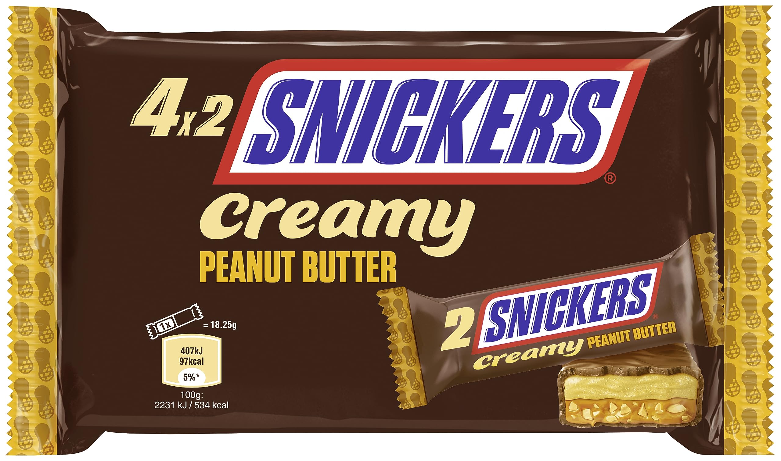 Snickers Creamy Peanut Butter Schokolade Erdnussbutter Riegel, 4x36,5g