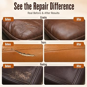 ARCSSAI ARCSSAL Brown Leather Repair Kit for Furniture, Leather Couch Repair Kit for Sofa, Jacket, Car Seats and Purse with Super Easy Instructions, Restores Any Material, Bonded, Pleather, Genuine