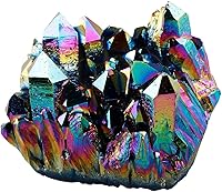 Vista 8 de Rockcloud l geoda mineral espécimen piedra de cristal de Reiki irregular para decoración de oficina en casa, colorido 2 PC