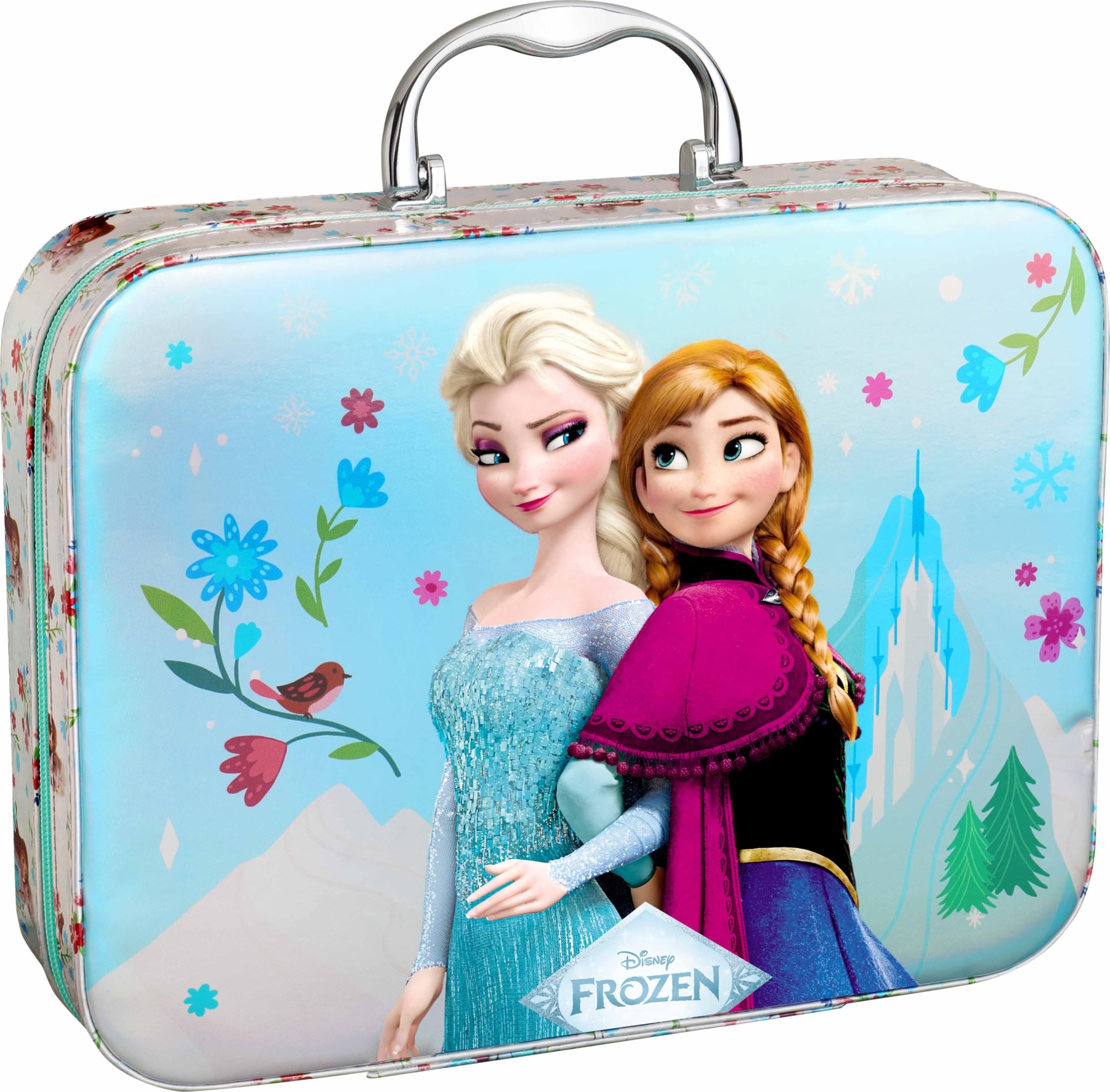Frozen Make-up Koffer für Kinder – 30-teiliges Beauty-Set mit Lipgloss, Lidschatten, Nagellack & Zubehör | Gepolsterter Schminkkoffer mit ELSA & Anna Design