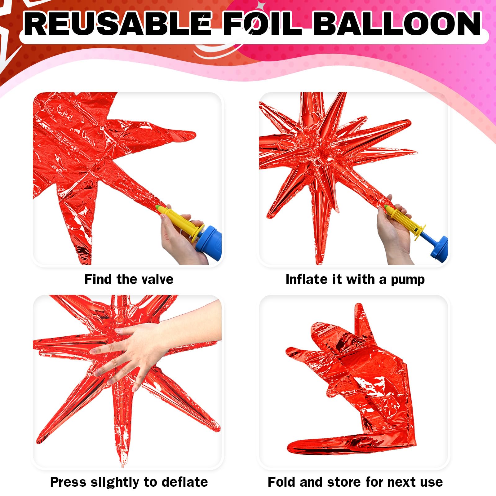 HILAVO 6 globos de estrella, globos grandes de 55.9 cm con forma de estrella de explosión de caramelo crema para cumpleaños, baby shower, boda, decoración de fiesta bohemia