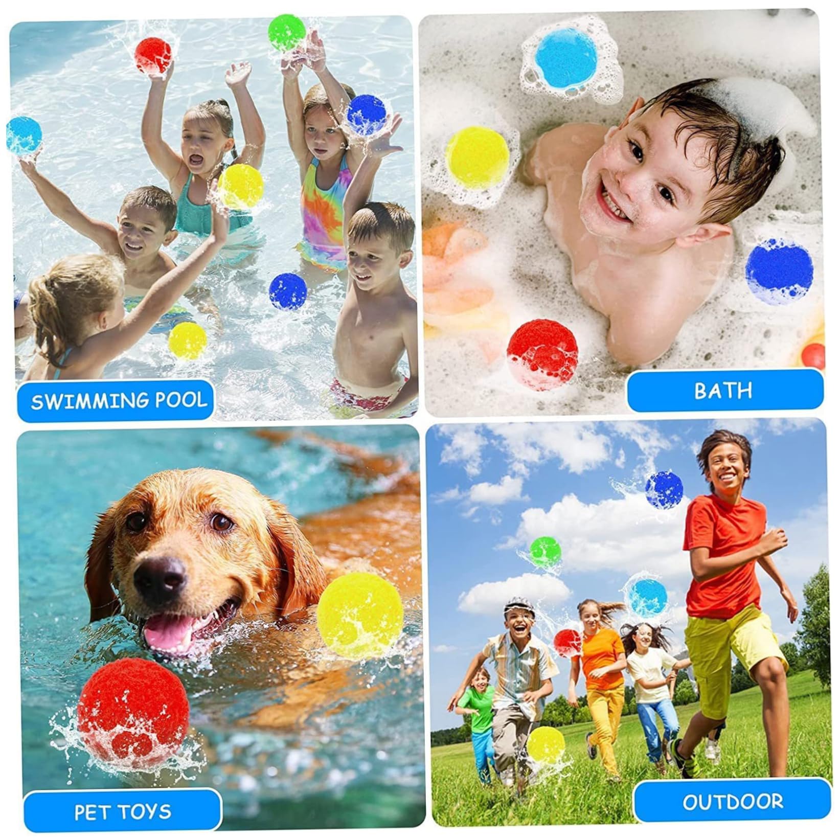 Wiederverwendbare Wasserbälle, 50 Stück, 6 Farben, saugfähiger Wasserball, 5, 1 cm, PP-Baumwolle, Poolspielzeug, interaktives, weiches, kinderfreundliches Sommerspielzeug für Werkzeugbad im Freien, wi